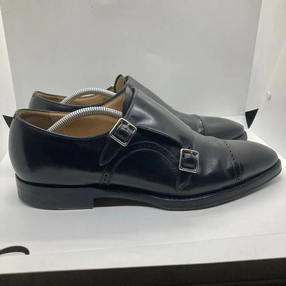 BALLY SCRIBE DOUBLE MONK STRAP Black Mens 9.5 DRESS SHOES
